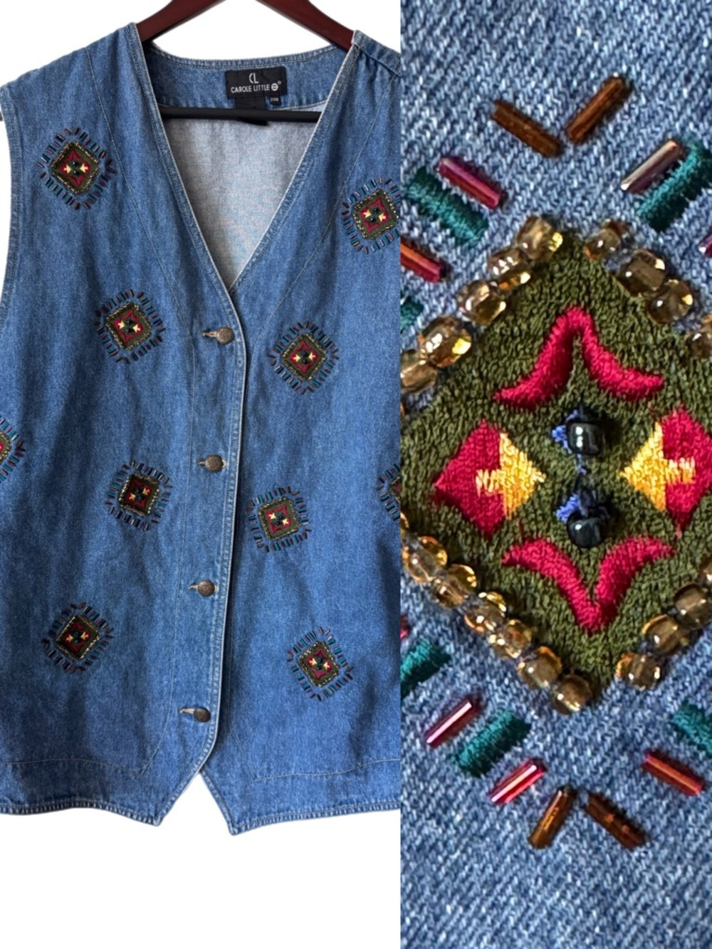 CAROLE LITTLE Vintage Denim Vest Sz 20W